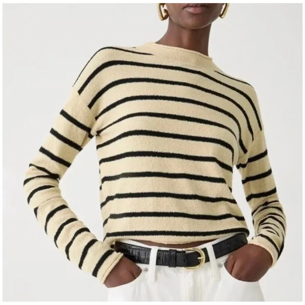 J.Crew Mock‎ Neck Striped Long Sleeve Knit Sweater Top Women's